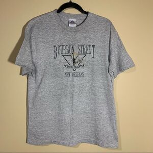 ✨ Bourbon Street New Orleans Louisiana Gray Embroidered Shirt Large